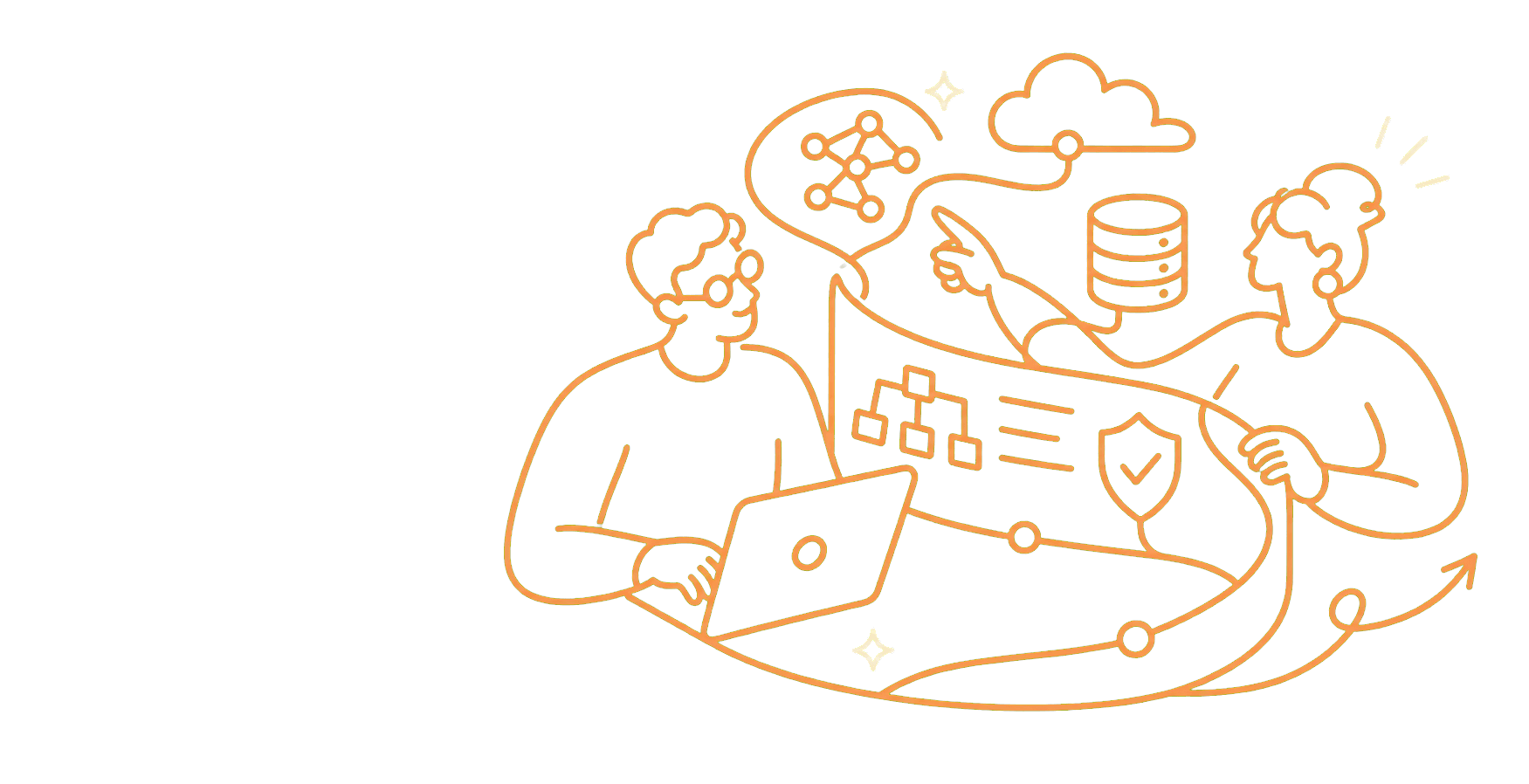 Technology professionals collaborating on connected enterprise solutions